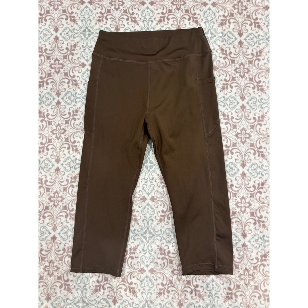 Unbranded Brown High Waisted Capri Leggings with Pockets Size L